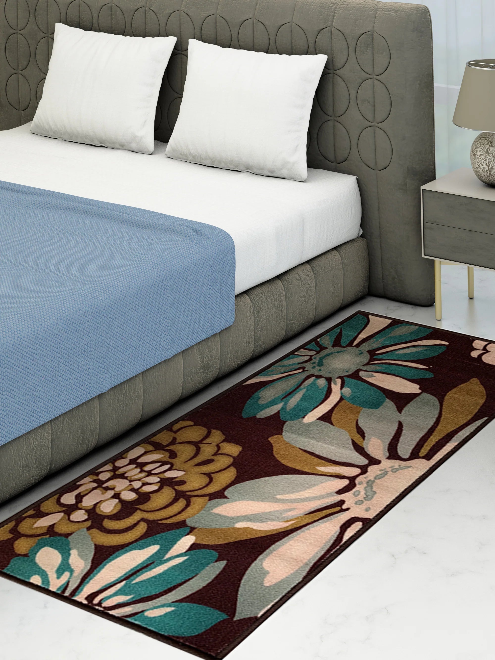 Athom Living Flower Canvas Premium Anti Slip Printed Runner Carpet - Athom Living