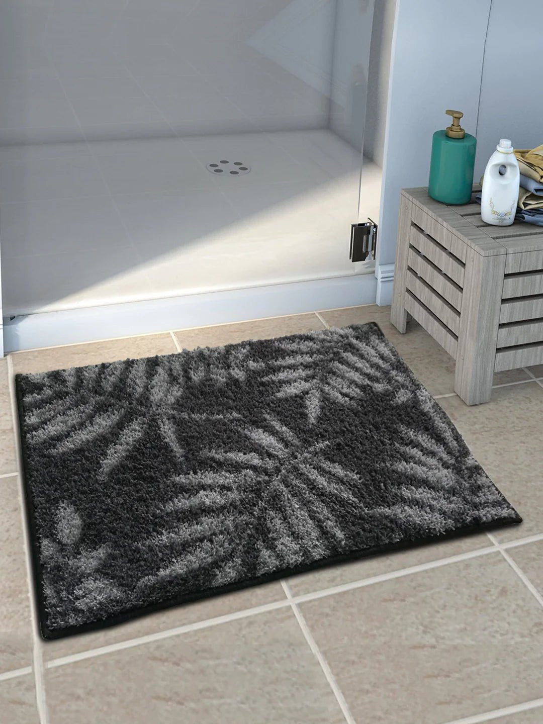 Athom Living Grey Micro Designer Soft Anti Slip Bath Mat - Athom Living