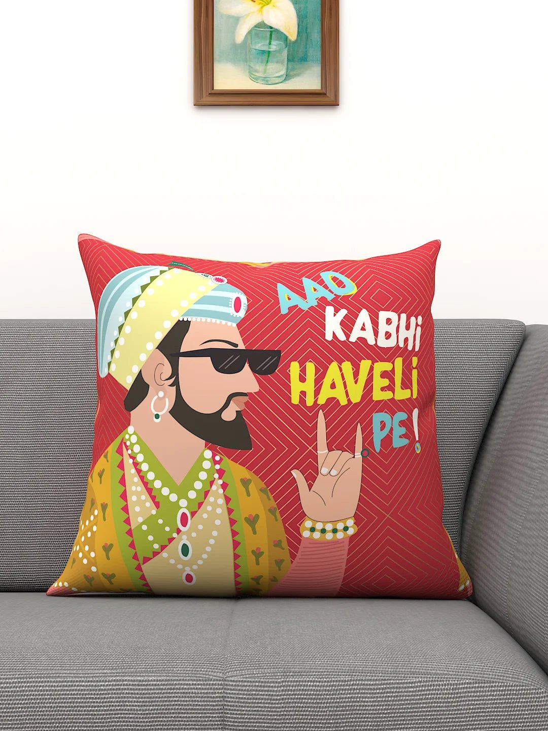 Athom Living Indie Aao Kabhi Haveli Pe! Printed Filled Cushion 40x40cm / 16x16 - Athom Living