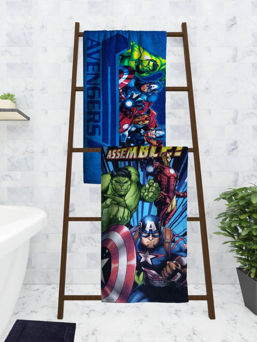 Athom Living Marvel Avengers Assemble Kids Bath Towel 60x120 Cm Pack Of Two - Athom Living