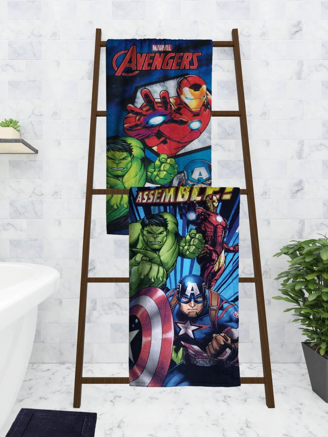 Athom Living Marvel Avengers & Hulk Kids Bath Towel 60x120 Cm Pack Of 2 - Athom Living