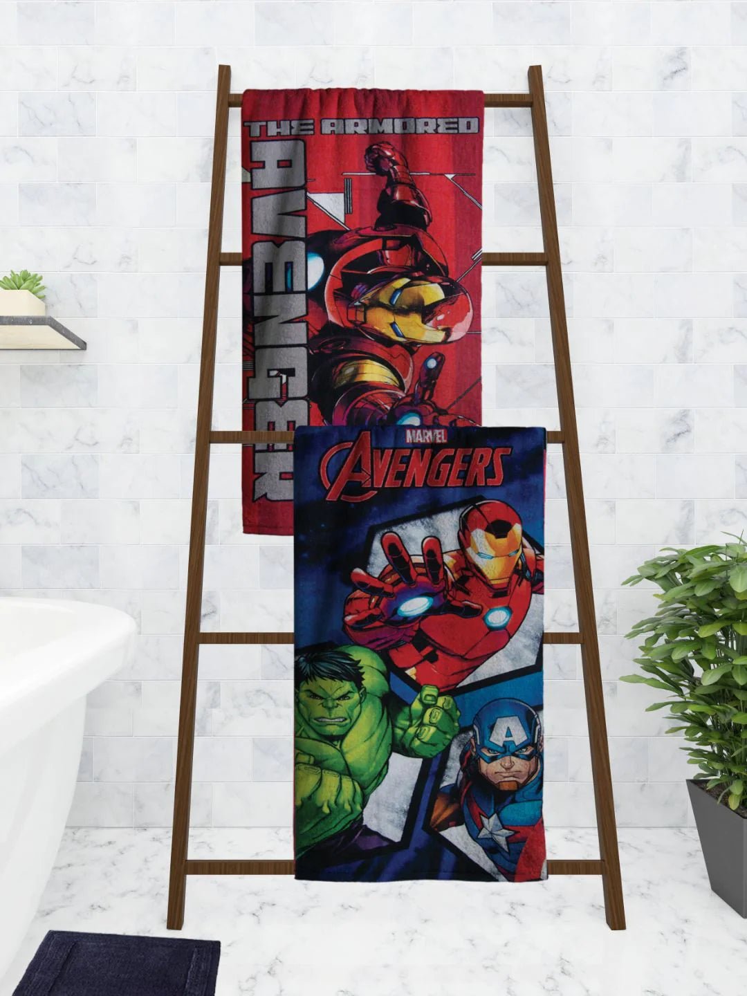 Athom Living Marvel Avengers Kids Bath Towel 60x120 Cm Pack Of Two - Athom Living