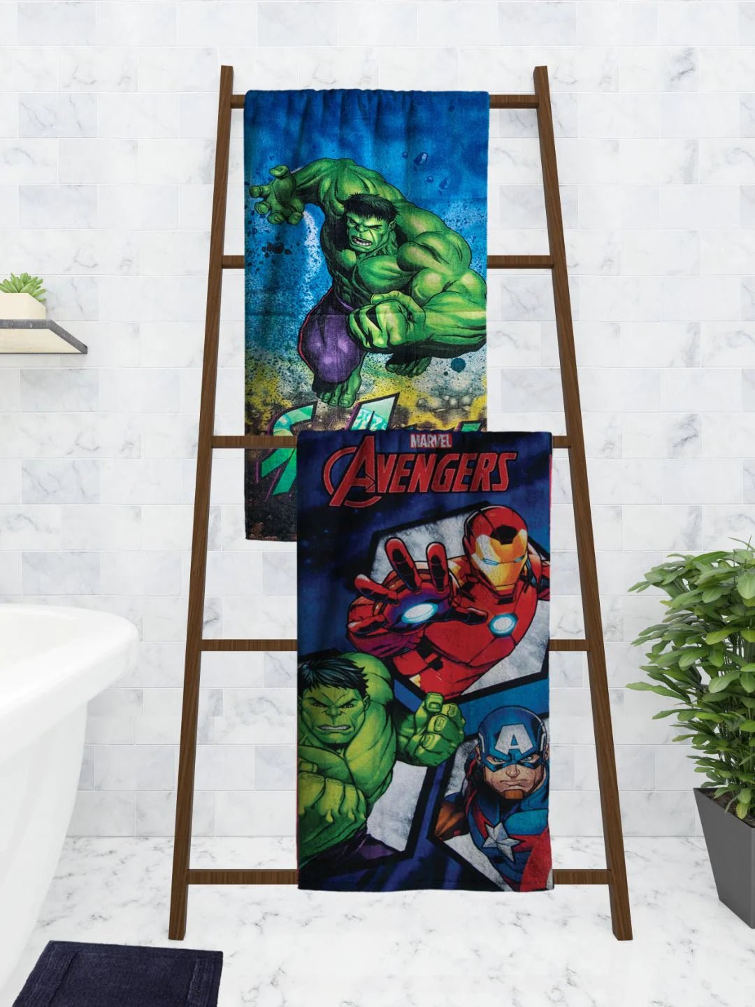 Athom Living Marvel Avengers & The Hulk Kids Bath Towel 60x120 Cm Pack Of 2 - Athom Living