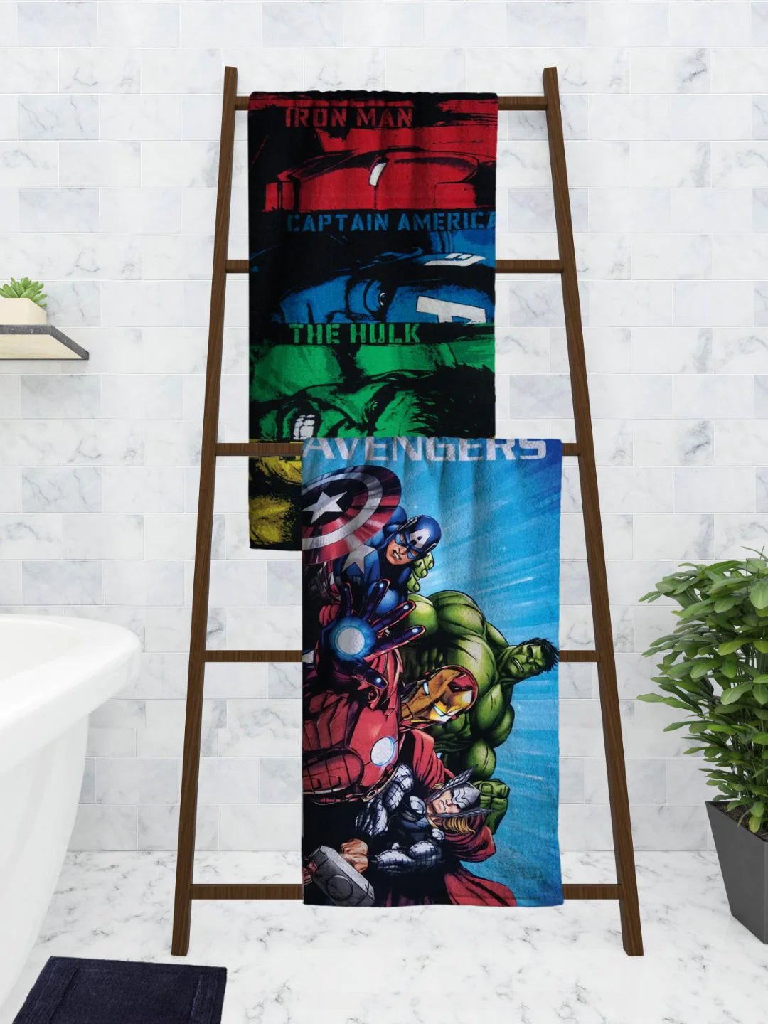 Athom Living Marvel Captain America/The Hulk/Avengers Kids Bath Towel 60x120 Cm Pack Of 2 - Athom Living