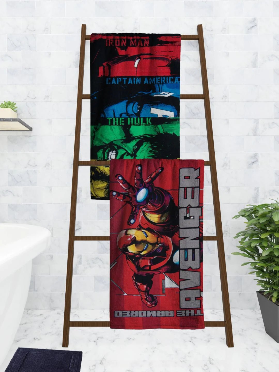 Athom Living Marvel Captain America/The Hulk/Thor Avengers Kids Bath Towel 60x120 Cm Pack Of 2 - Athom Living
