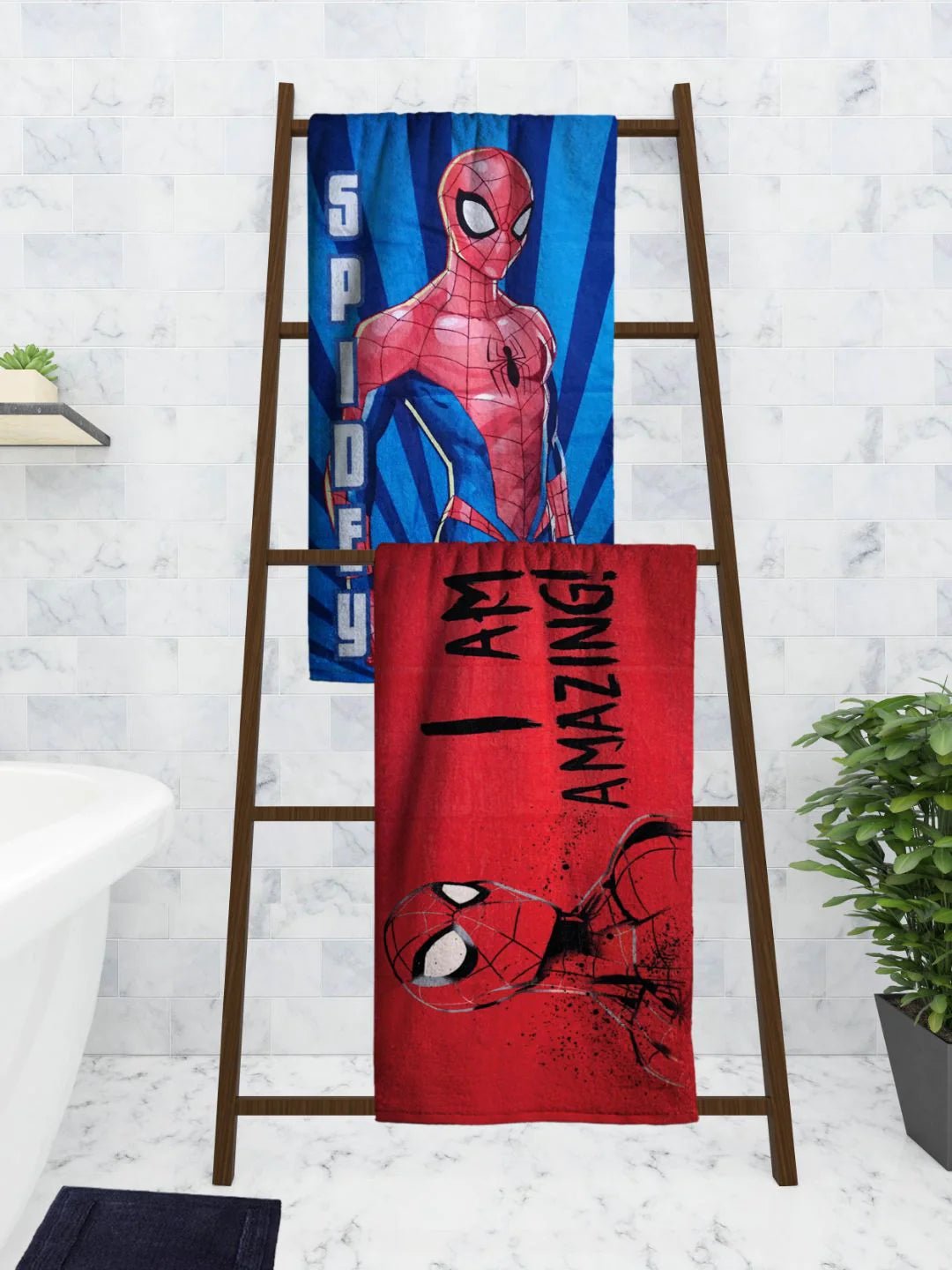 Athom Living Marvel I Am Amazing Spiderman Kids Bath Towel 60x120 Cm Pack Of 2 - Athom Living