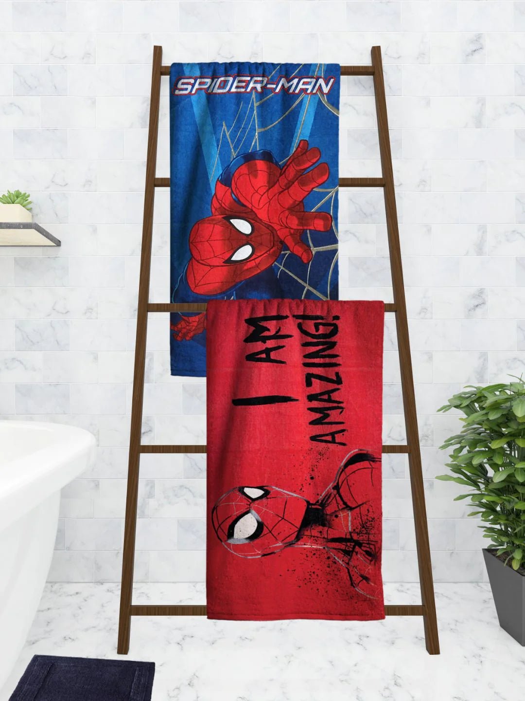 Athom Living Marvel I Am Amazing Spiderman Kids Bath Towel 60x120 Cm Pack Of Two - Athom Living