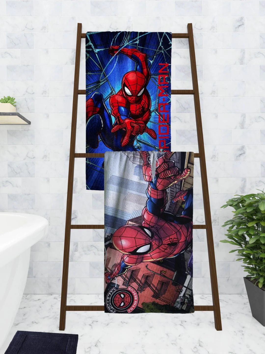 Athom Living Marvel Spiderman Kids Bath Towel 60x120 Cm Pack Of 2 - Athom Living