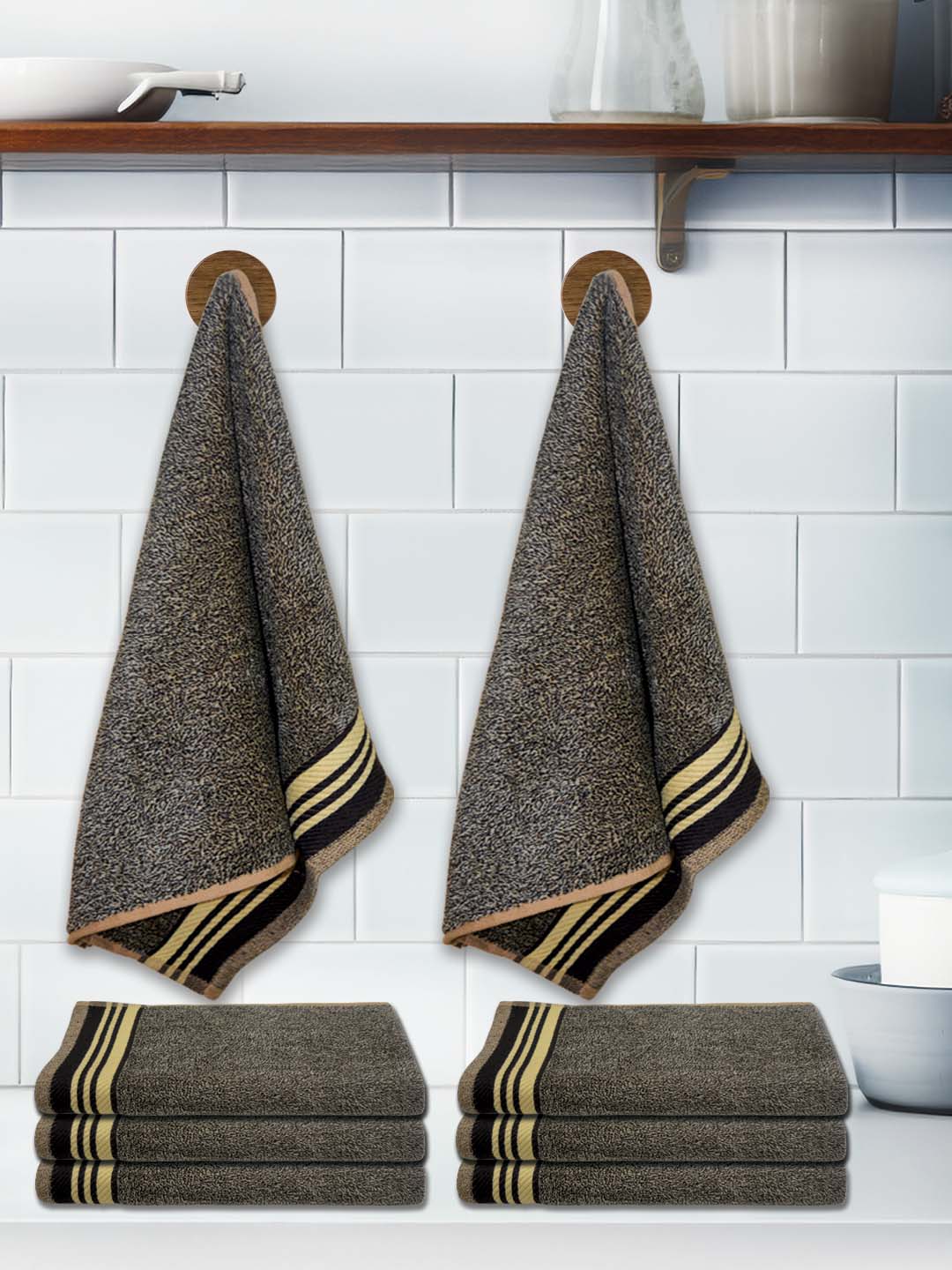 Athom Living Milange Hand Towels - 40 x 60 cm, Multipurpose, Soft Cotton, Absorbent, Quick-Drying, Marron Color, Set of 8 - Athom Living
