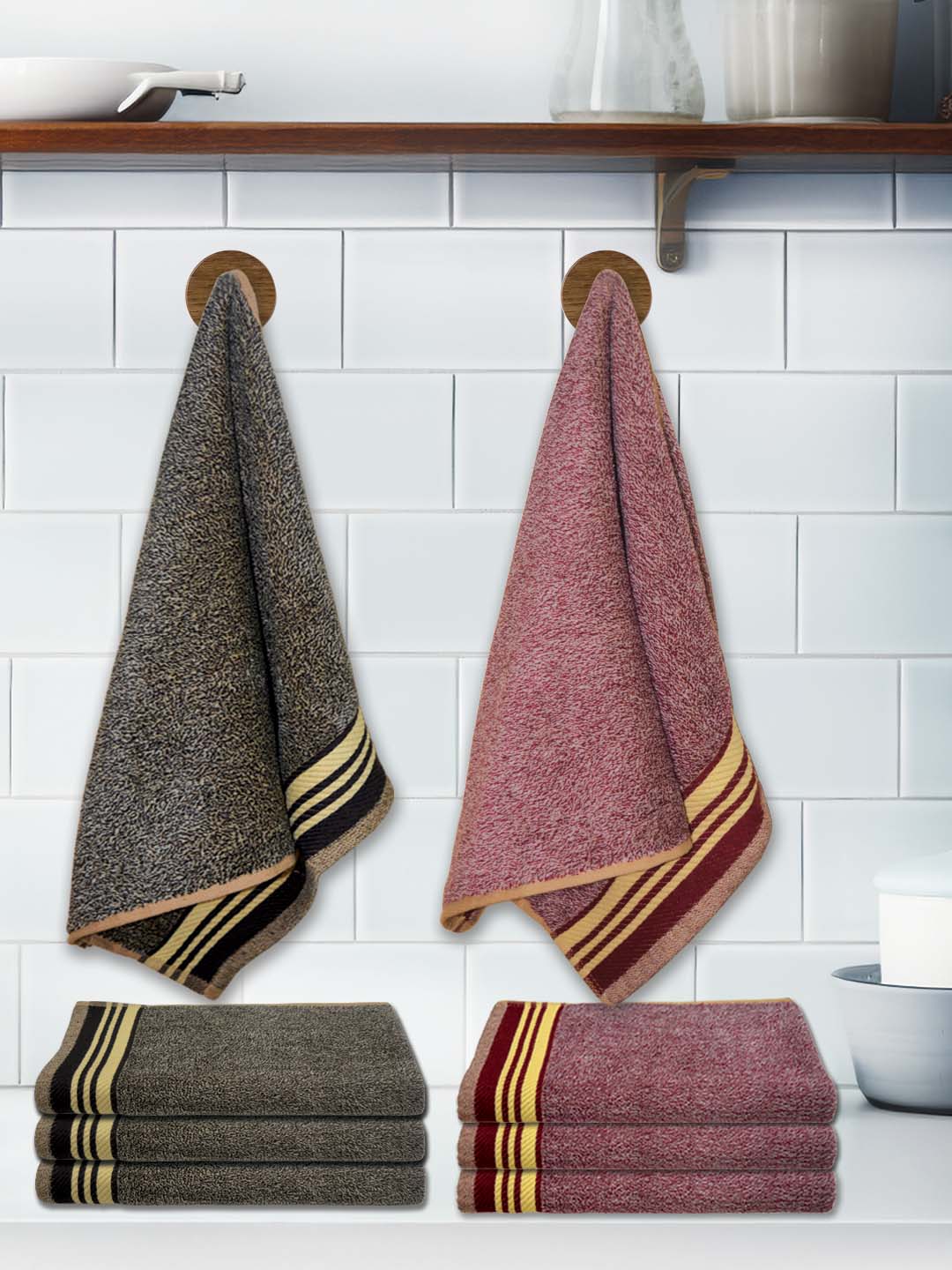 Athom Living Milange Hand Towels - 40 x 60 cm, Multipurpose, Soft Cotton, Absorbent, Quick-Drying, Multicolor Set of 8 - Athom Living