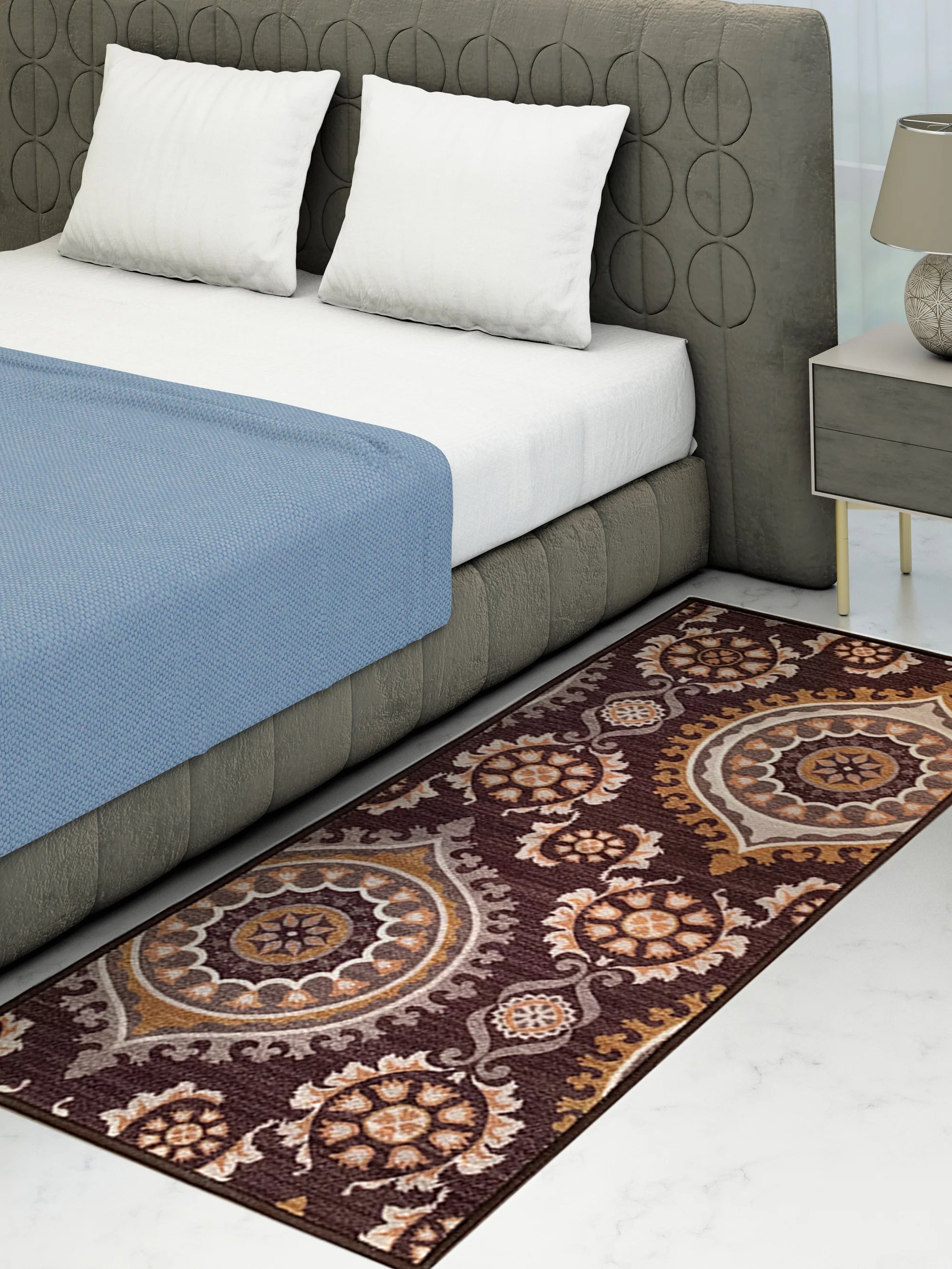 Athom Living Persian Brown Premium Anti Slip Printed Runner Carpet - Athom Living