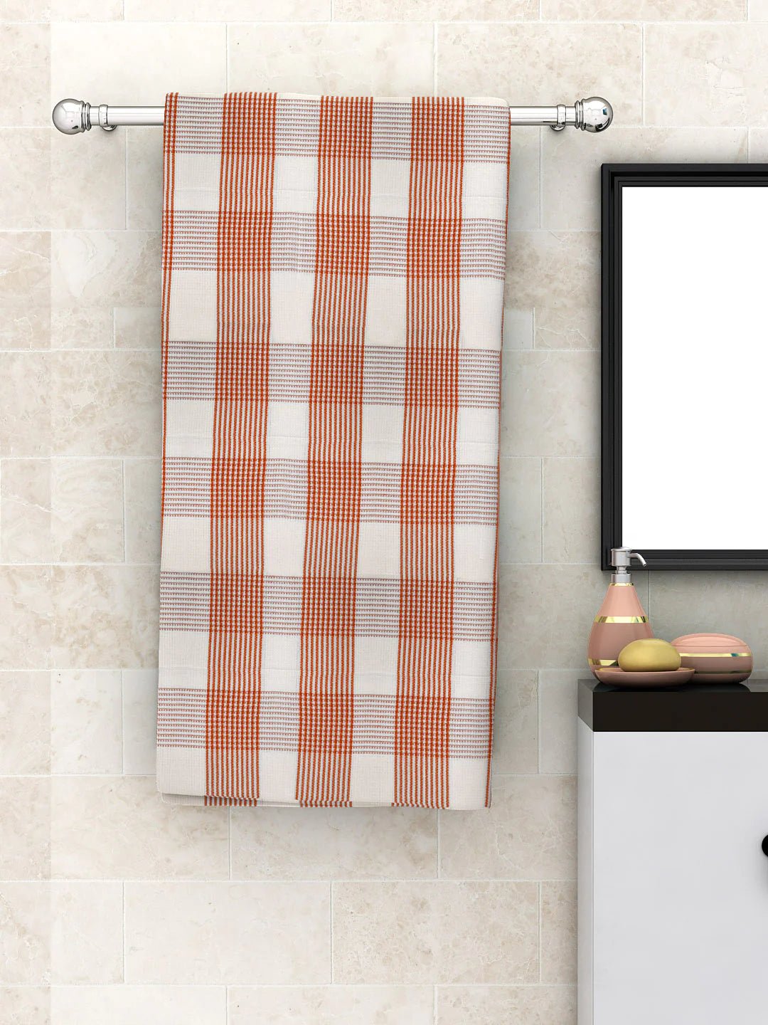 Athom Living Pin Stripes Green Light Weight Woven Cotton Bath Towel- Large - Athom Living