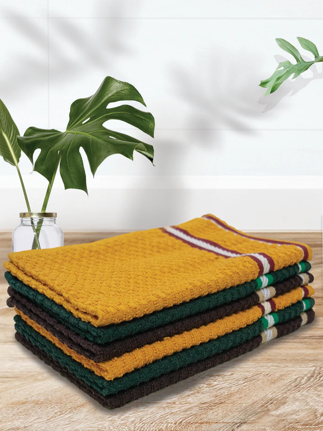 Athom Living Popcorn Textured Solid Cotton Hand Towel Multicolor 35x55 Cm Set Of 6 - Athom Living