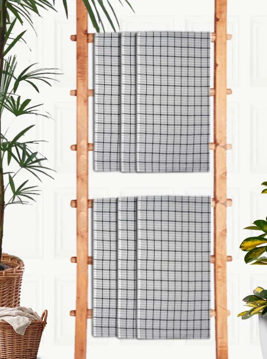 Athom Living Premium Bath Towel 75 x 650 cm Pack of 6 Waffle Towel,Ultra Absorbent, Quick Dry, and Durable - Ideal for Spa, Gym, and Everyday Use, Grey color - Athom Living