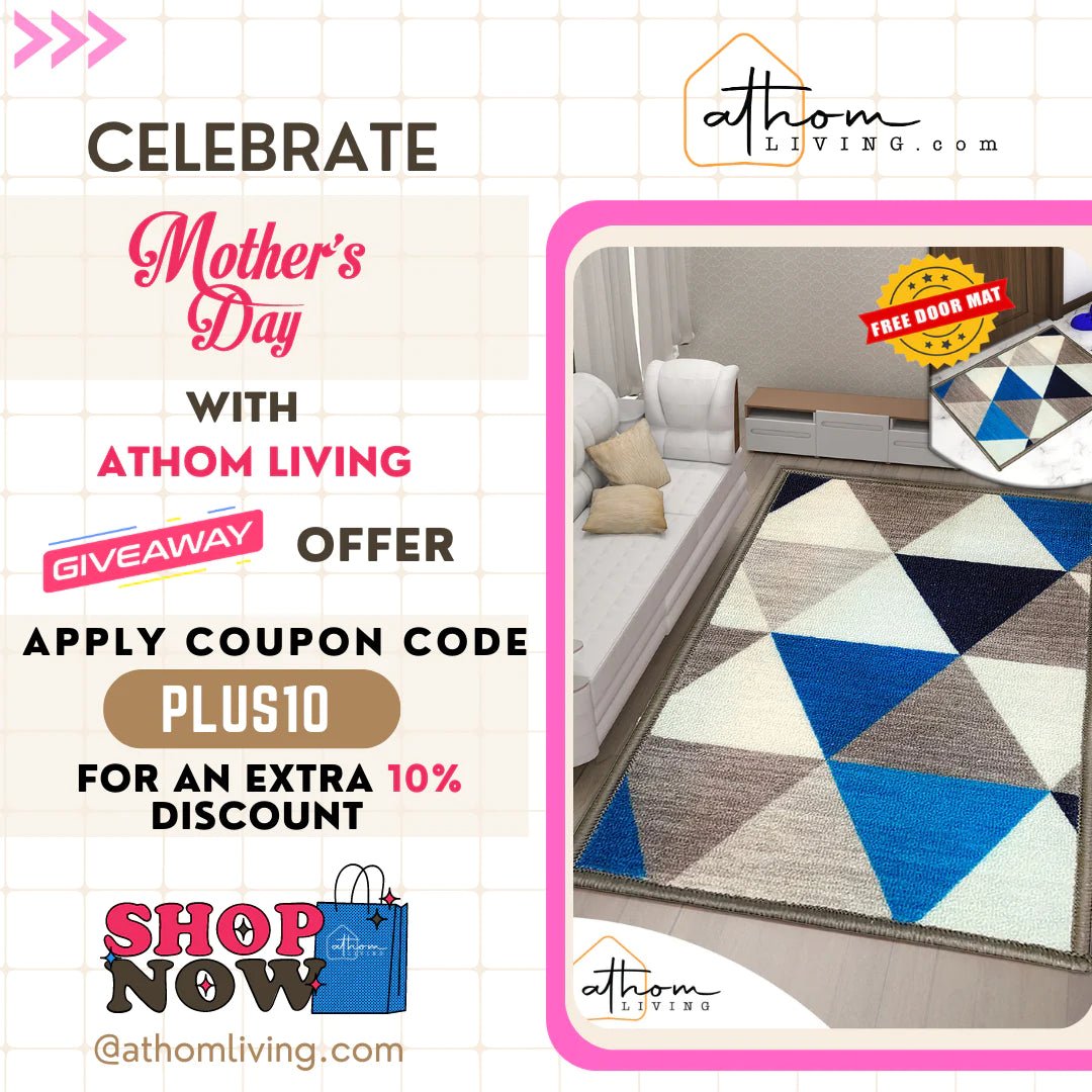 Athom Trendz Angel Blue Premium Anti Skid Carpet 150x240 Cm - Athom Living