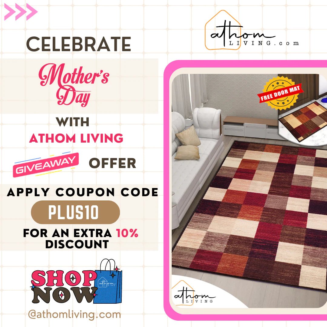 Athom Trendz Check Mat Premium Anti Skid Carpet 150x240 Cm - Athom Living