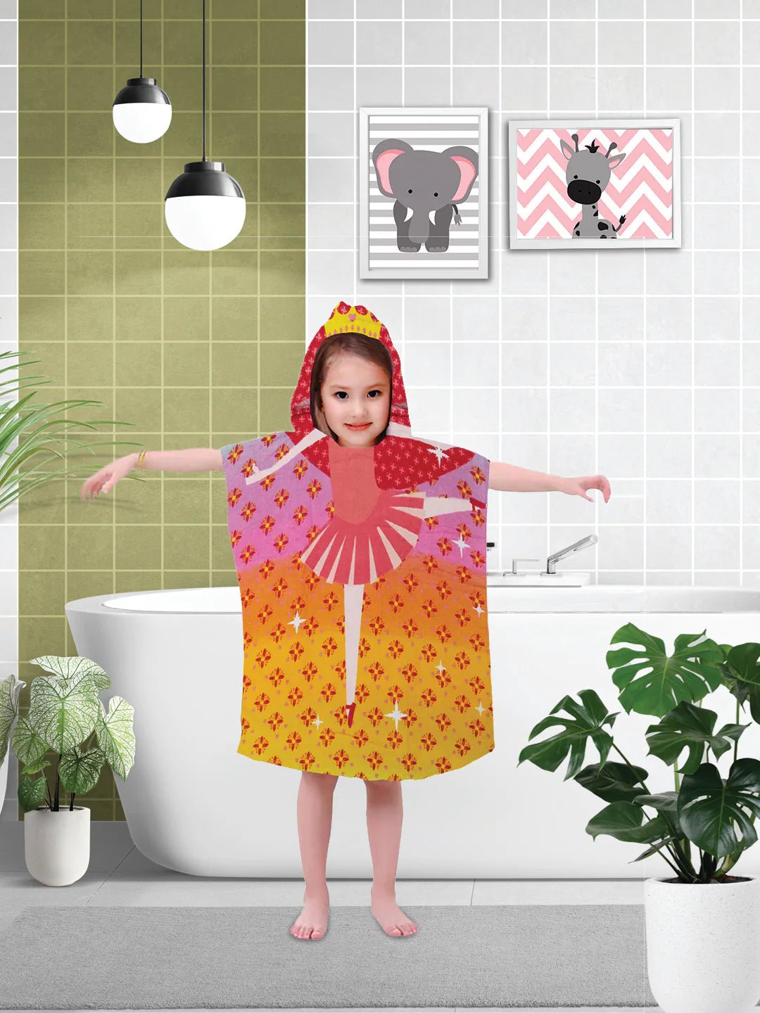Athom Trendz Dancing Princess Kids Hooded Bath Towel Poncho 60x120 Cm - Athom Living