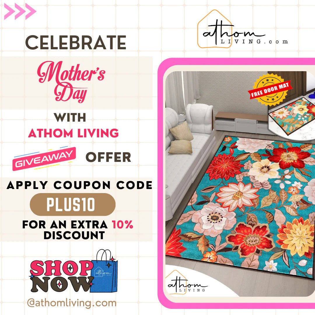 Athom Trendz Floral Love Premium Anti Skid Carpet 150x240 Cm - Athom Living