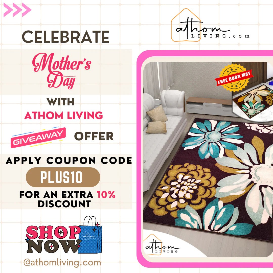 Athom Trendz Flower Canvas Premium Anti Skid Carpet 150x240 Cm - Athom Living