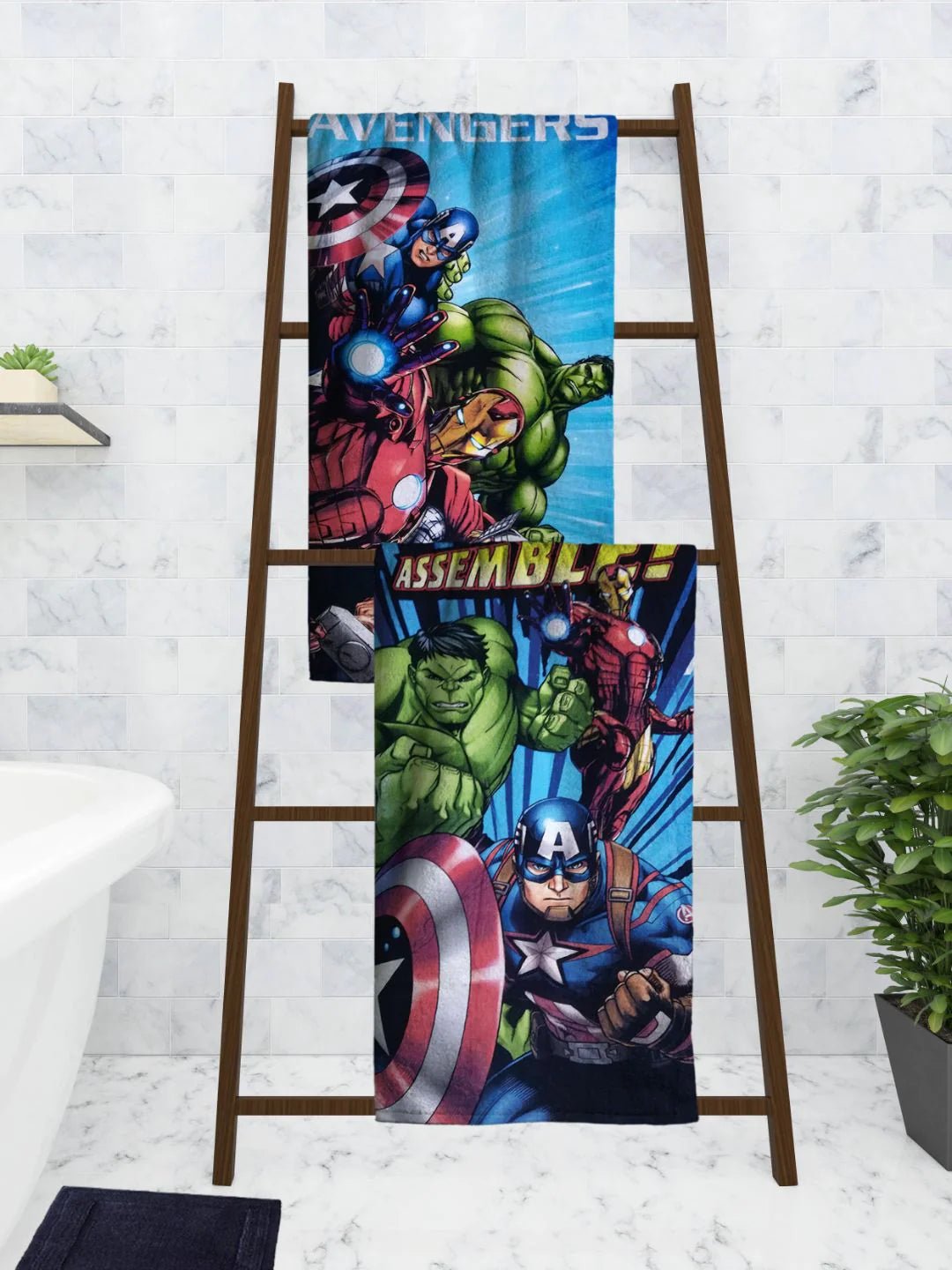 Athom Trendz Marvel Avengers Assemble Kids Bath Towel 60x120 Cm Pack Of 2 - Athom Living