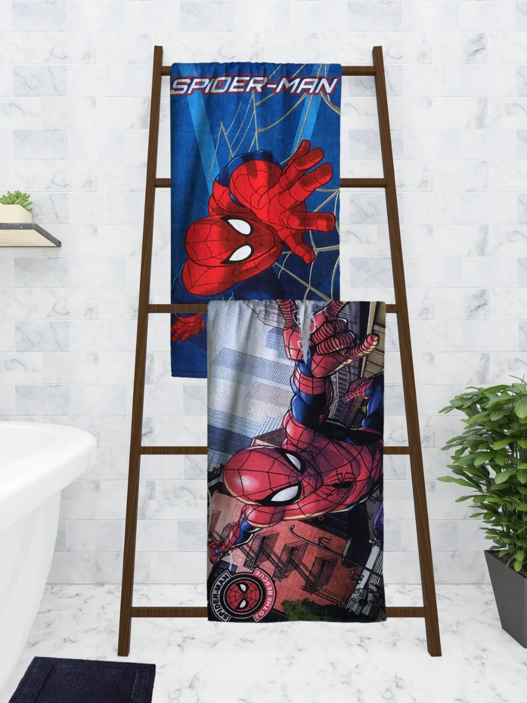 Athom Trendz Marvel Blue&Red Spiderman Bath Towel 60x120 Cm Pack Of 2 - Athom Living
