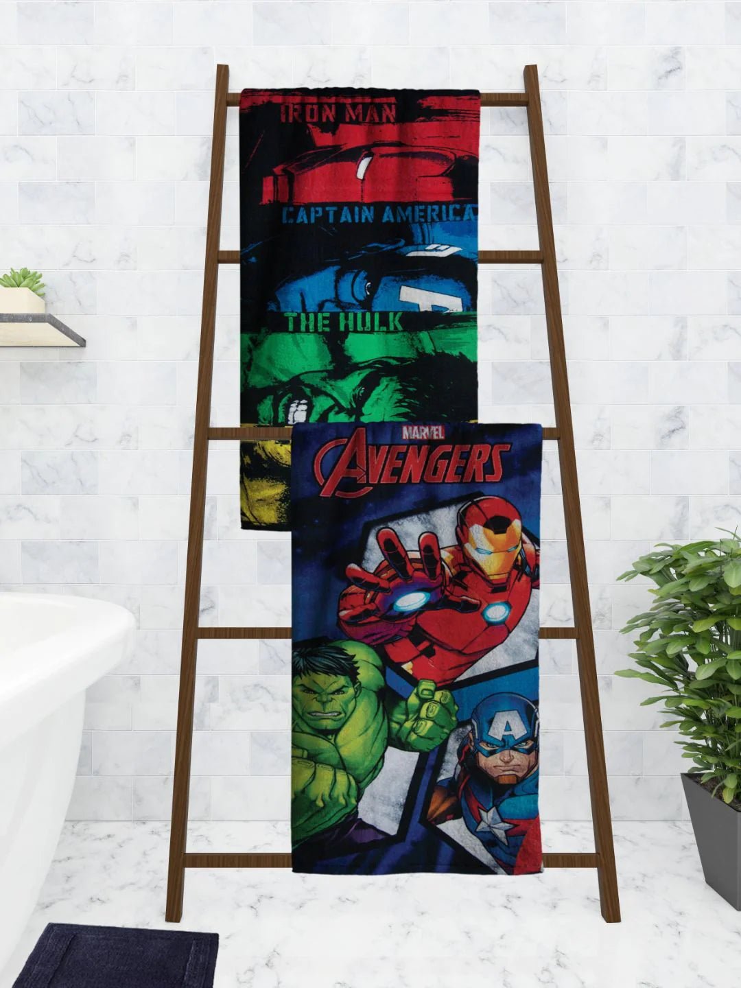 Athom Trendz Marvel Captain America/The Hulk/Avengers Kids Bath Towel 60x120 Cm Pack Of 2 - Athom Living