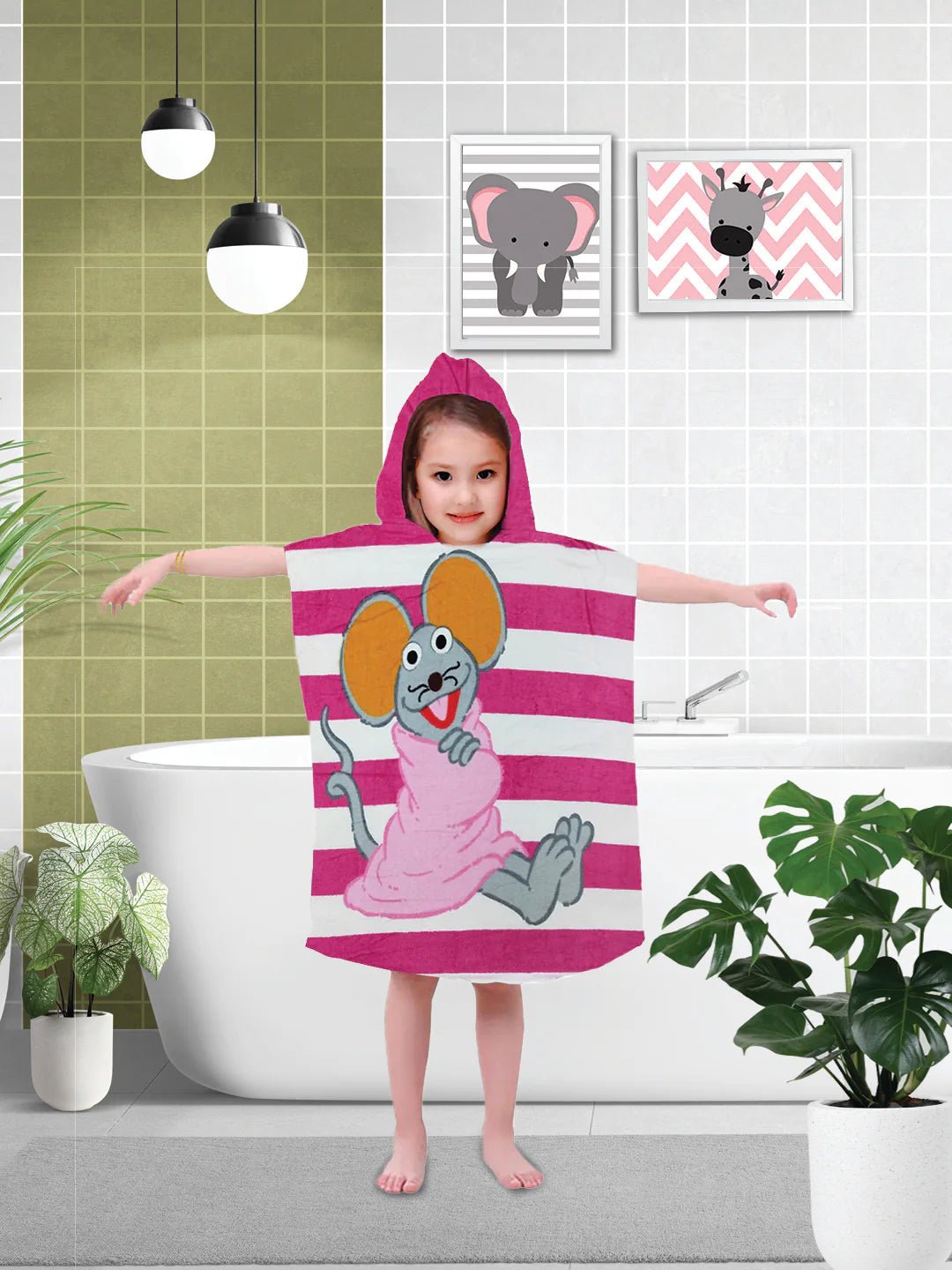 Athom Trendz Mouse Kids Hooded Bath Towel Poncho 50x100 Cm - Athom Living