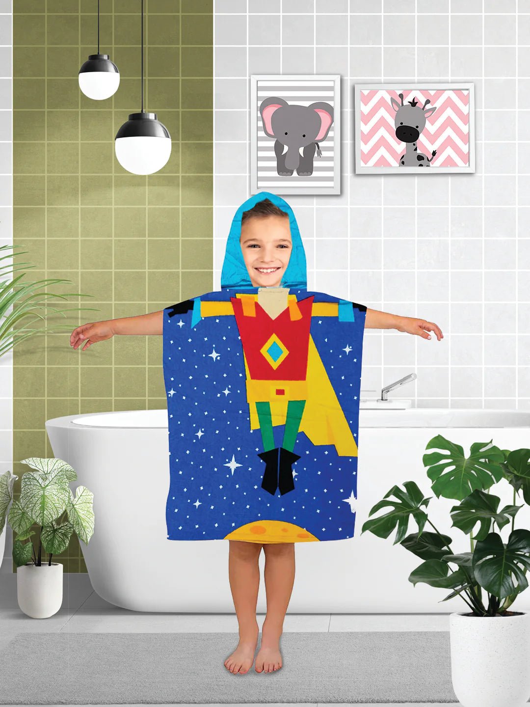 Athom Trendz Super Hero Kids Hooded Bath Towel Poncho 60x120 Cm - Athom Living