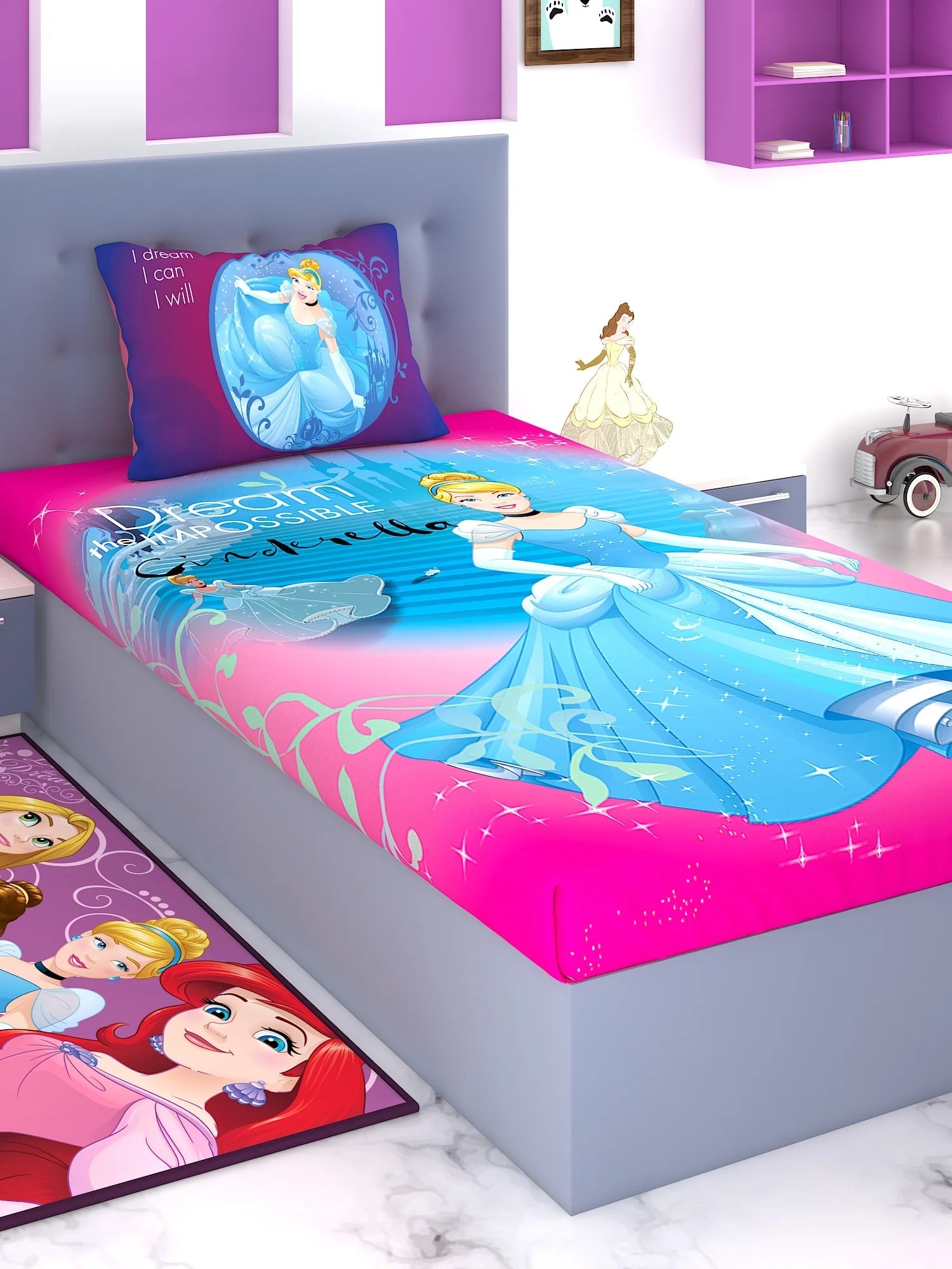 Disney Dream The Impossible Princess Cotton Single Bedsheet Set - Athom Living