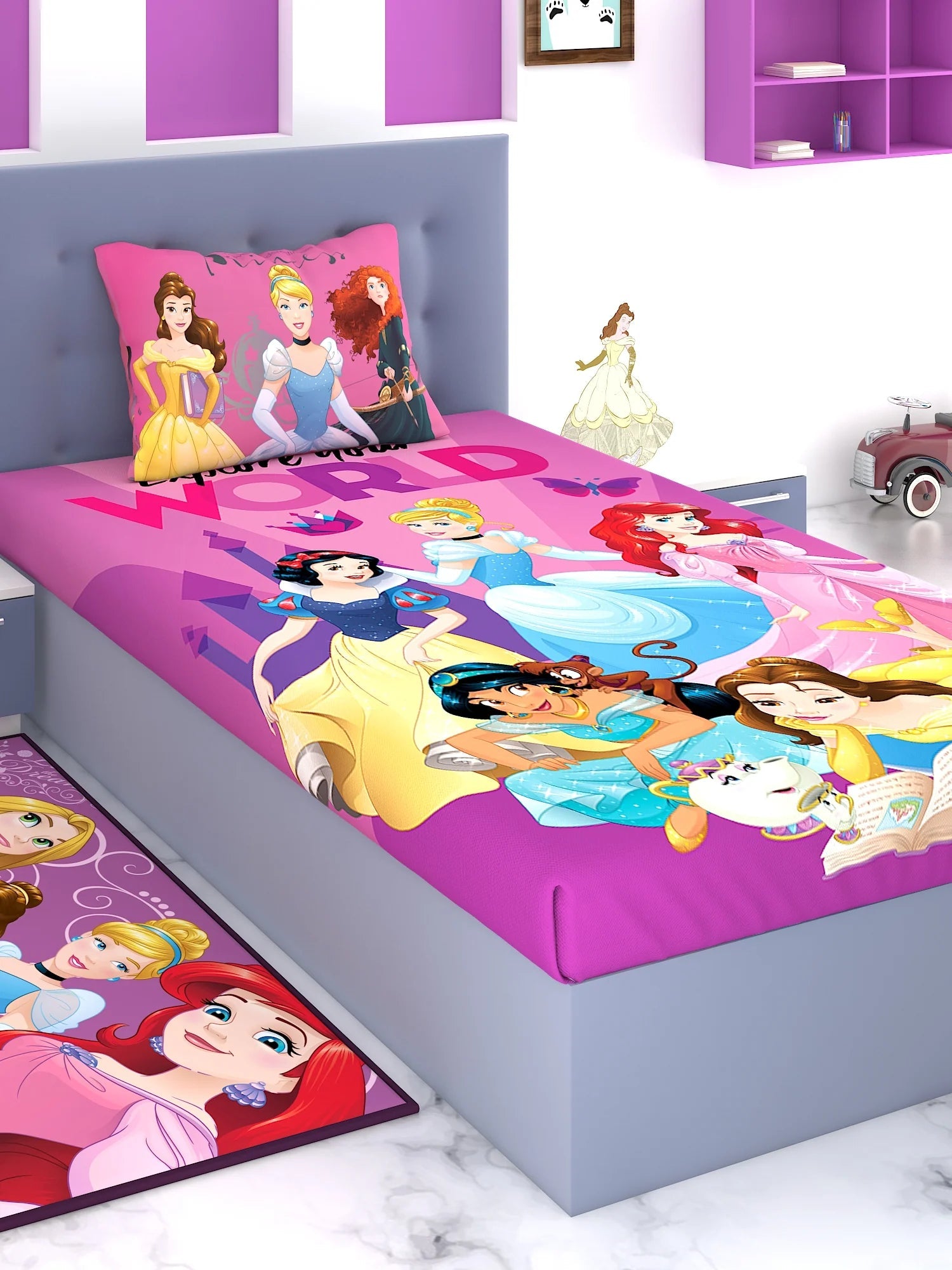Disney Explore Your World Princess Cotton Single Bedsheet Set - Athom Living