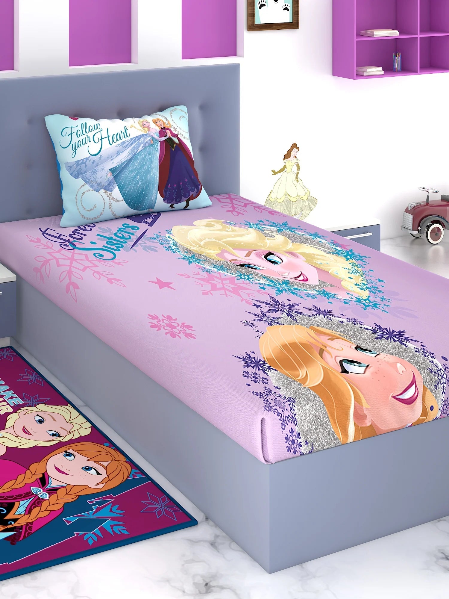 Disney Frozen Follow Your Heart Cotton Single Bedsheet Set - Athom Living
