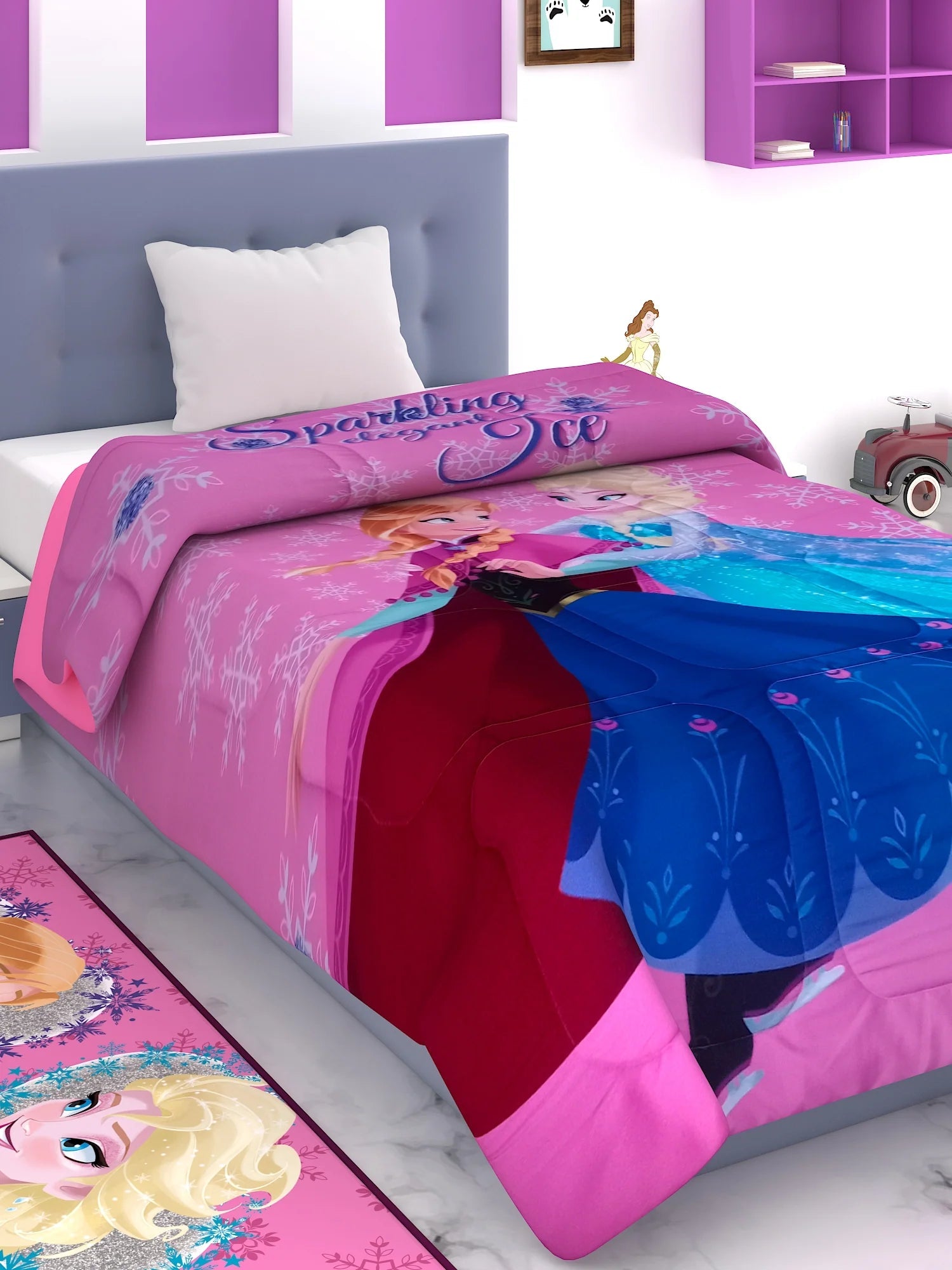 Disney Frozen Sparkling Elegant Ice Kids Comforter 380 GSM - Athom Living