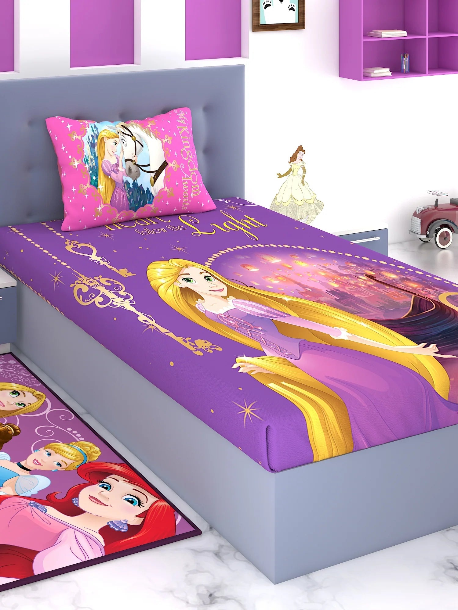 Disney Let Your Heart Follow The Light Princess Cotton Single Bedsheet Set - Athom Living