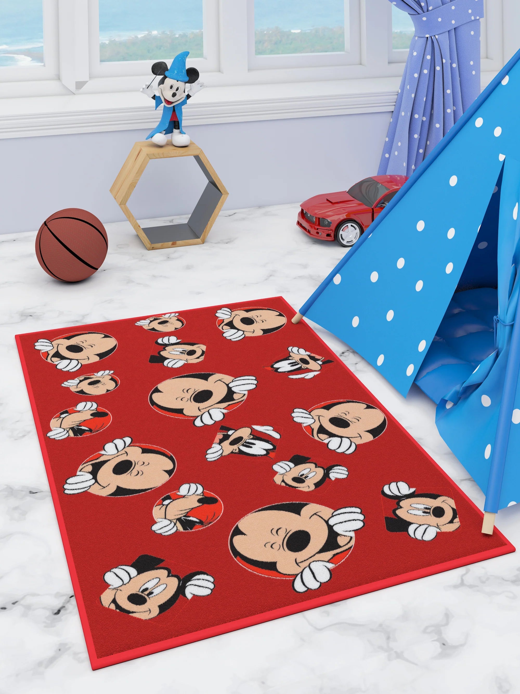 Disney Mickey Mouse Kids Red Carpet 3ft X 5ft - Athom Living