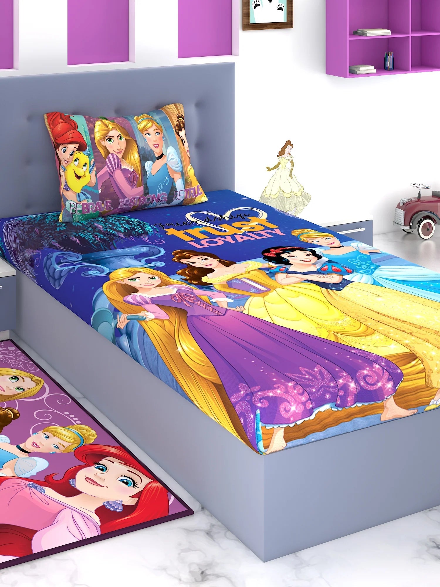 Disney Princess Trust Loyalty Cotton Single Bedsheet Set - Athom Living
