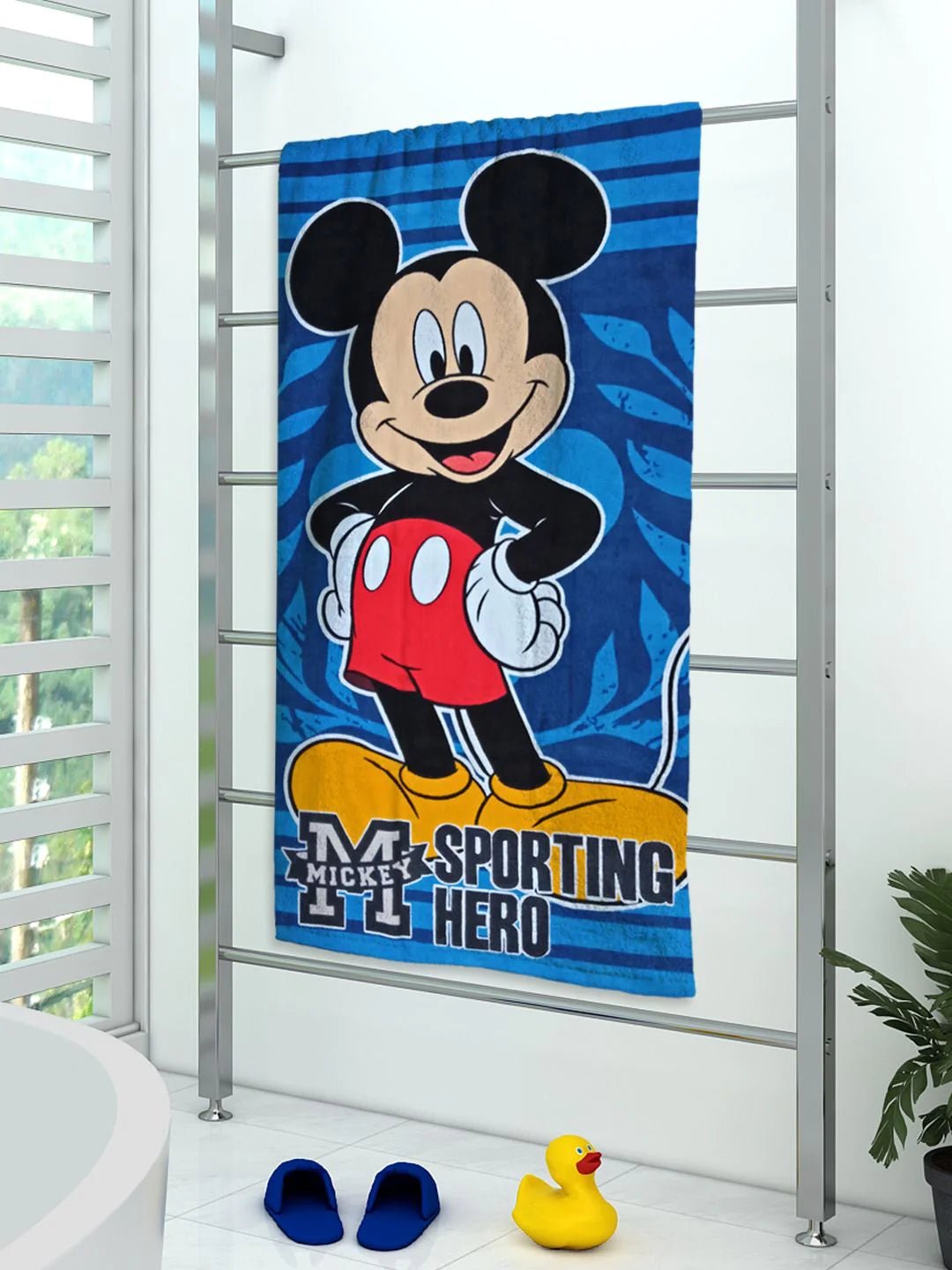 Disney Sporting Hero Mickey Mouse Kids Cotton Bath Towel 350 GSM 60x120 Cm - Athom Living