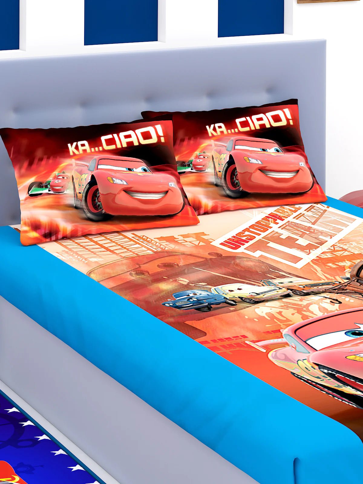 Disney Unstoppable Team Cars Cotton Double Bedsheet Set - Athom Living