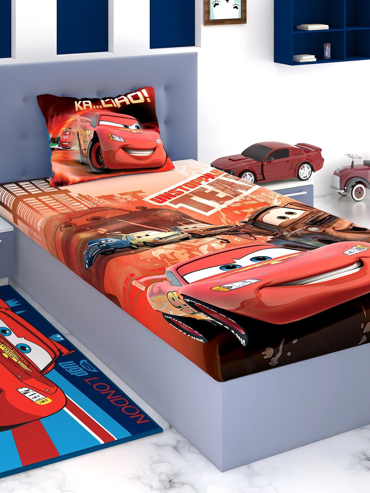 Disney Unstoppable Team Cars Cotton Single Bedsheet Set - Athom Living
