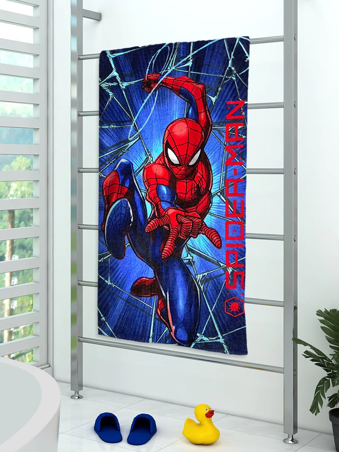 Marvel Red & Blue Spiderman Kids Cotton Bath Towel 350 GSM 60x120 Cm - Athom Living