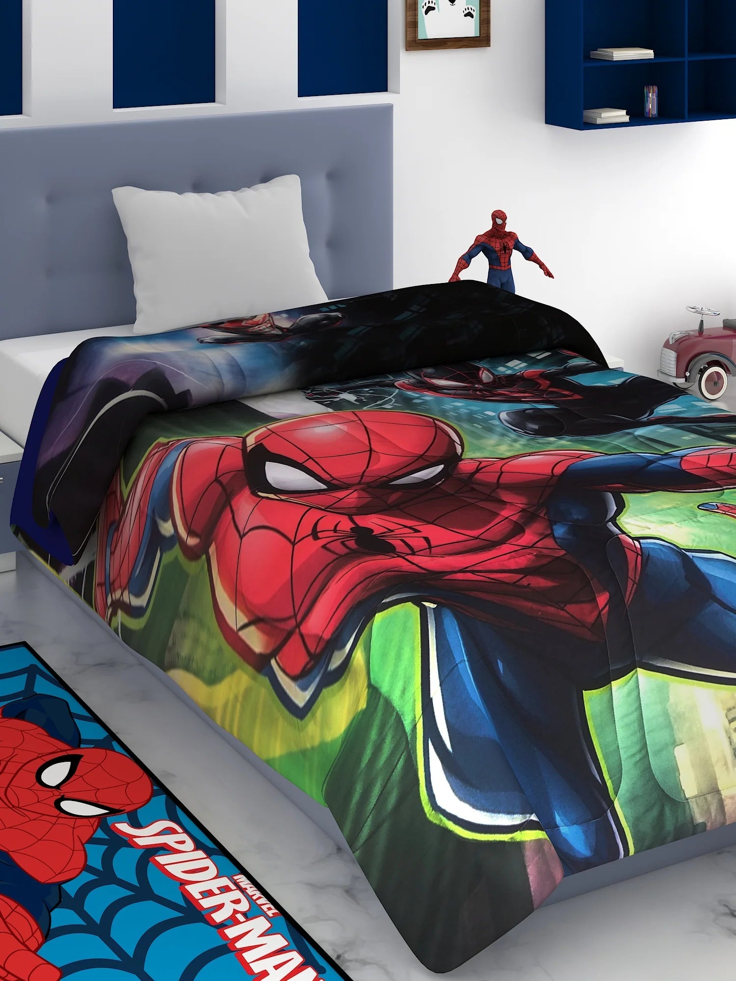 Marvel Spiderman Red & Green Kids Comforter 380 GSM - Athom Living