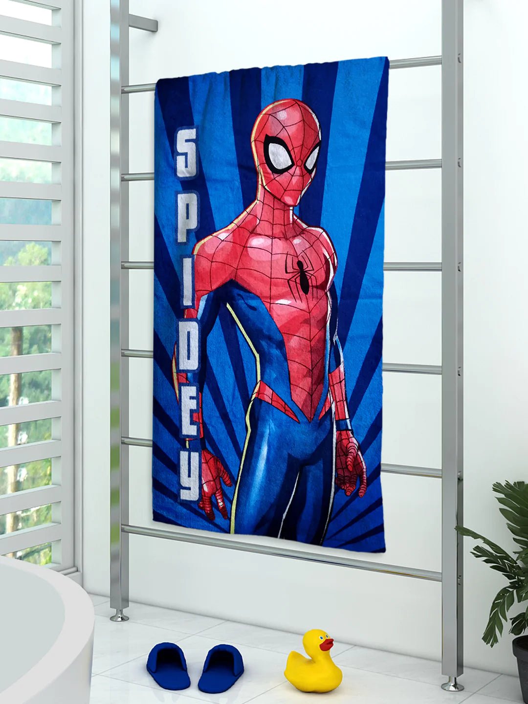 Marvel Spidey Spiderman Blue Kids Cotton Bath Towel 350 GSM 60x120 Cm - Athom Living