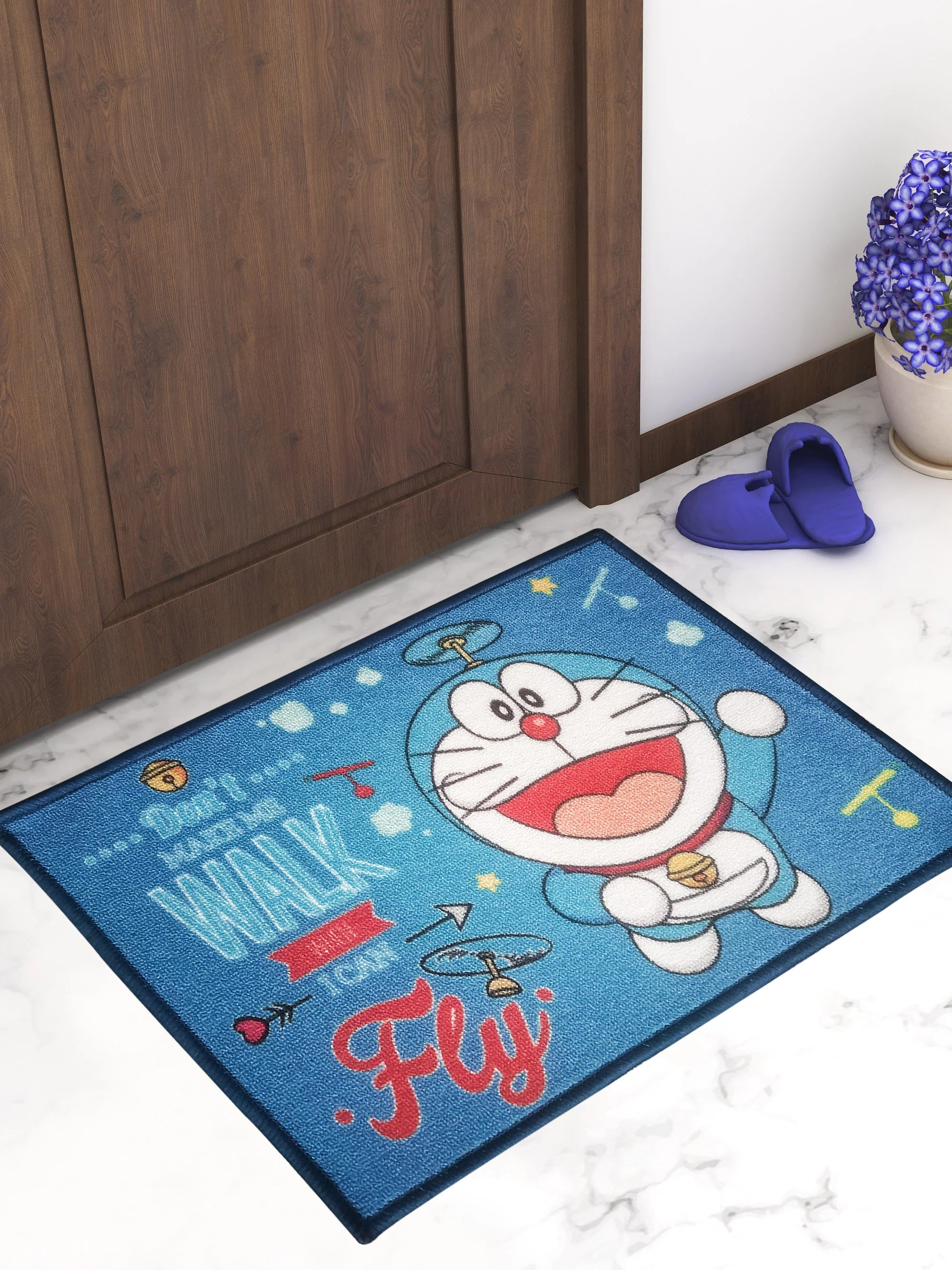 Soar into Adventures with Doraemon: "Don't Make Me Walk, I Can Fly" Kids Doormat - Athom Living