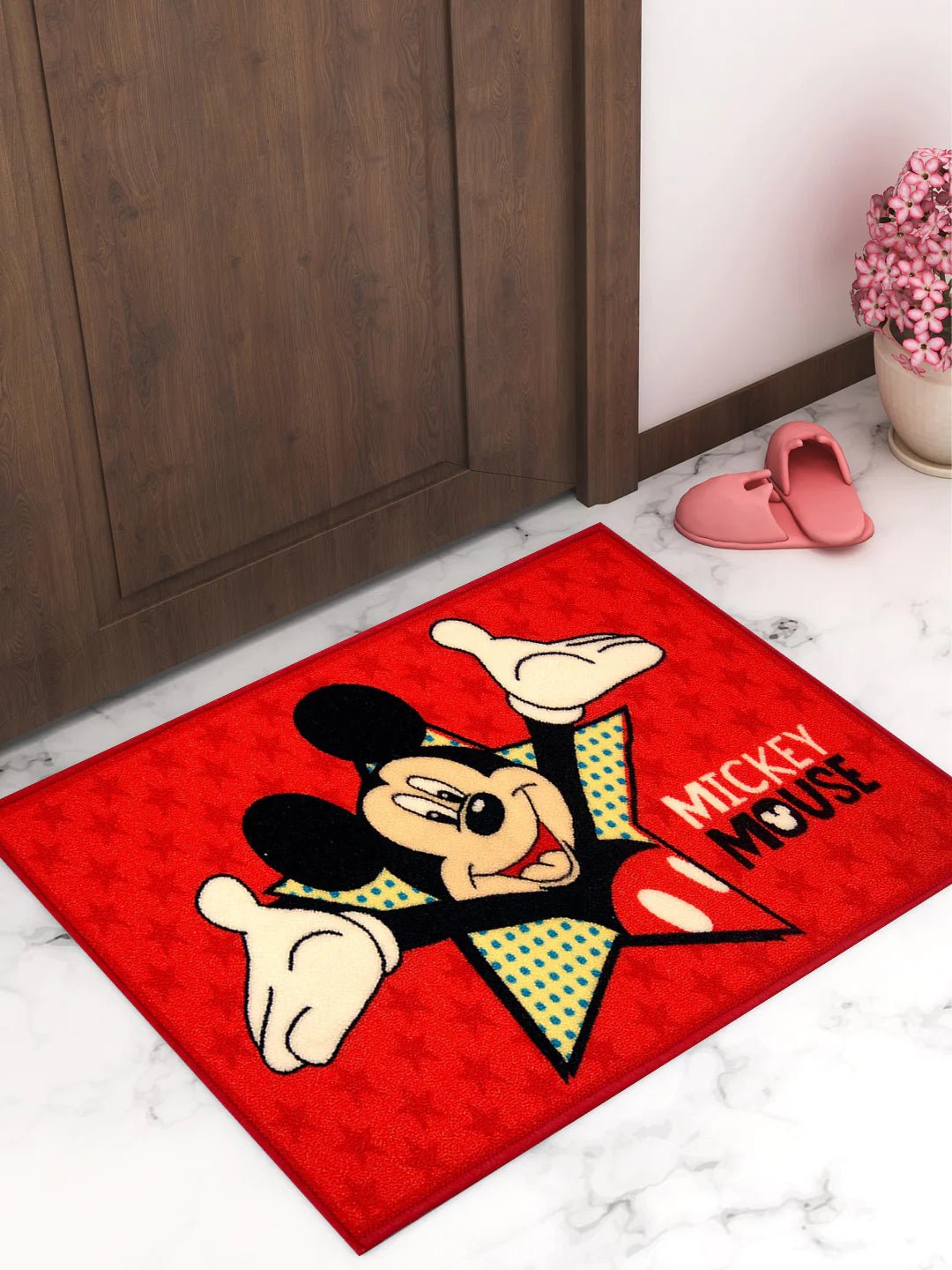 Step into the Playful World of Mickey Mouse with Disney's Red Kids Door Mat - Athom Living
