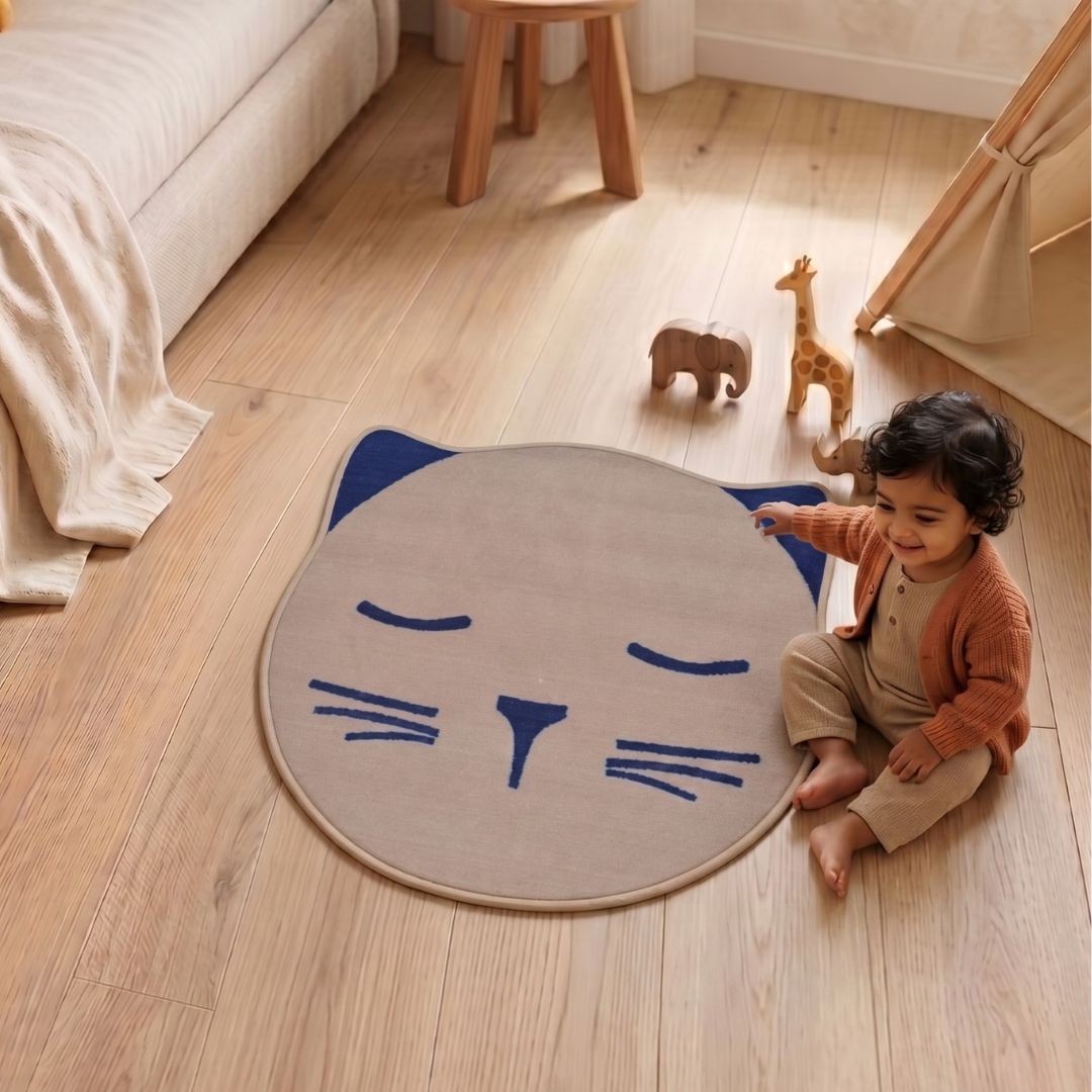 Cat face shaped cutout carpet