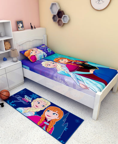 Athom Living Room Combo Set of 1 Single Bedsheet, 1 Cushion + 1 Runner + 1 Doormat