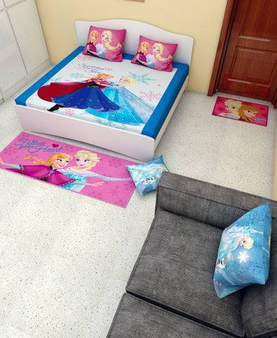 Athom Living Room Combo Set of 1 Double Bedsheet, 1 Cushion + 1 Runner + 1 Doormat