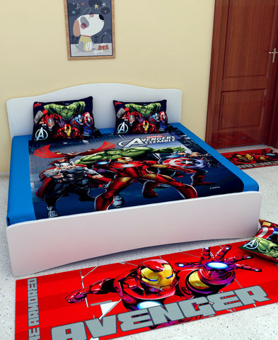 Athom Living Room Combo Set of 1 Double Bedsheet, 1 Cushion + 1 Runner + 1 Doormat