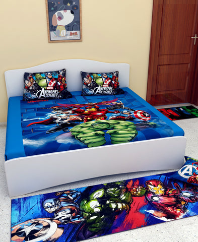Athom Living Room Combo Set of 1 Double Bedsheet, 1 Cushion + 1 Runner + 1 Doormat