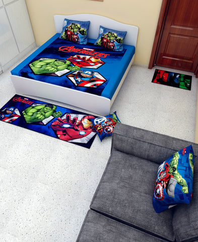 Athom Living Room Combo Set of 1 Double Bedsheet, 1 Cushion + 1 Runner + 1 Doormat