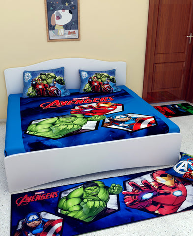 Athom Living Room Combo Set of 1 Double Bedsheet, 1 Cushion + 1 Runner + 1 Doormat